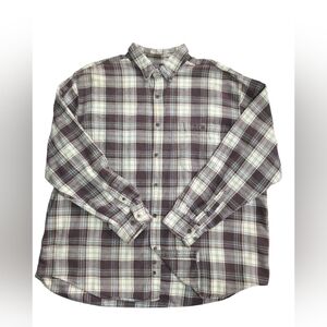 Faded Glory Vintage Button Down Men's Flannel Shirt 2XL Brown Plaid Outdoor Y2K